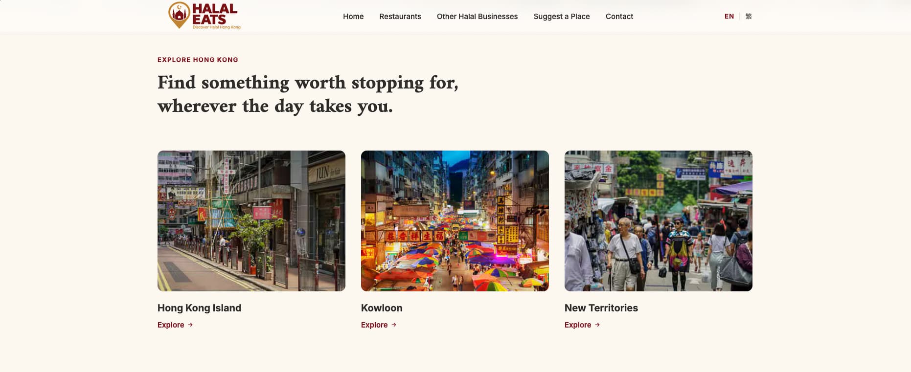 Halal Eats HK location discovery for Hong Kong Island, Kowloon, and the New Territories.